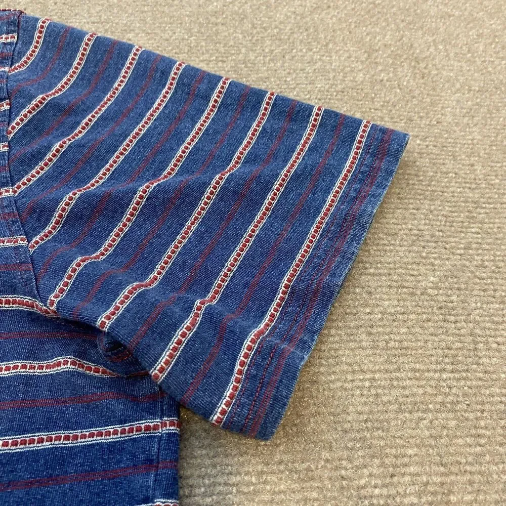 Carbon 2 Cobalt Polo Shirt Mens Large‎ Textured Stripes Short Sleeve Casual